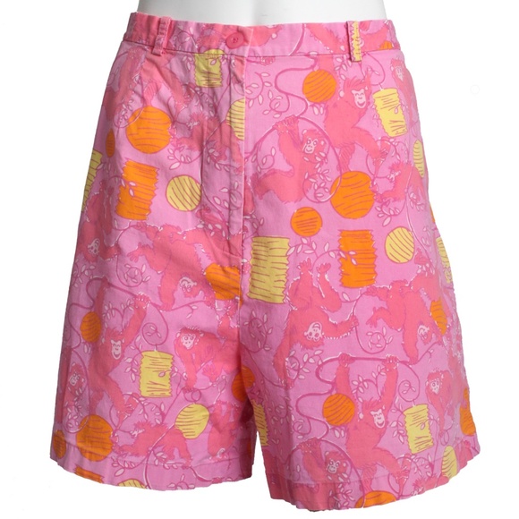 Lilly Pulitzer Pants - Lilly Pulitzer Pink Monkey Bermuda Shorts Sz 14